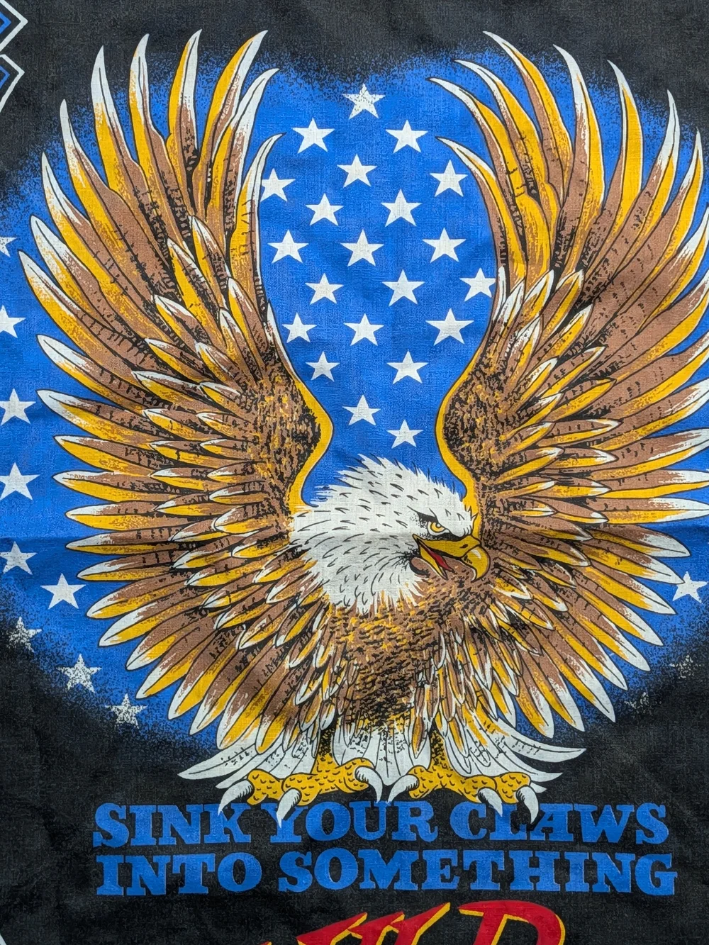 Vintage 90s Harley Davidson Bandana Sink Your Claws Wild Eagle USA Made 50/50